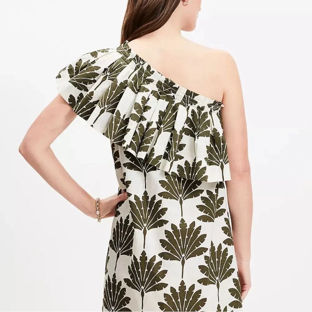 Loft Palm Ruffle One-Shoulder Dress - Picture 2 of 4